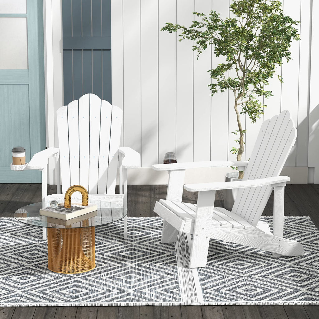 Tangkula Oversized Adirondack Chair, Patio Lounge Chairs w/Adjustable Cup Holder - NP10983BK