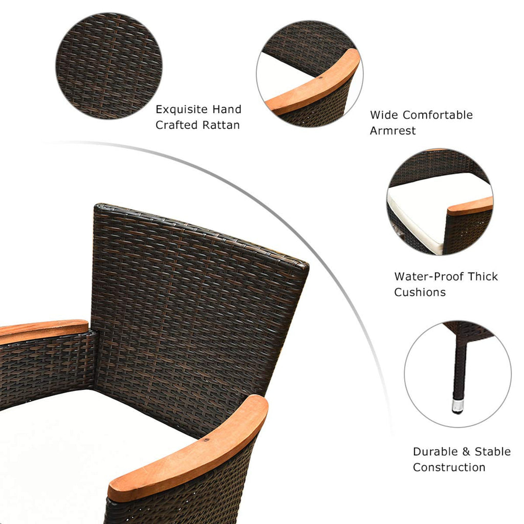 Tangkula 9 Piece Outdoor Dining Set, Garden Patio Wicker Set w/Cushions - HW63205+