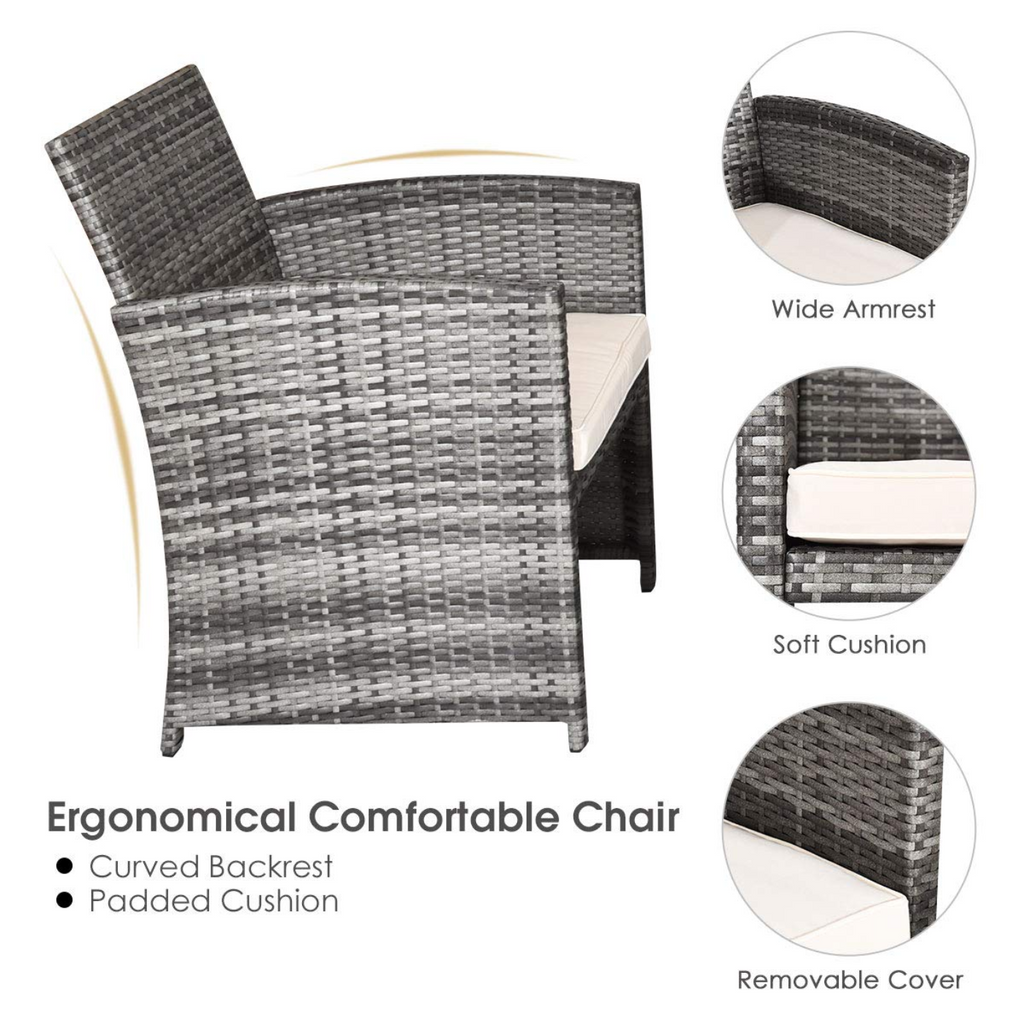 Tangkula 4/8 PCS Wicker Patio Conversation Set, Outdoor Rattan Sofas with Table Set - HW63238WH