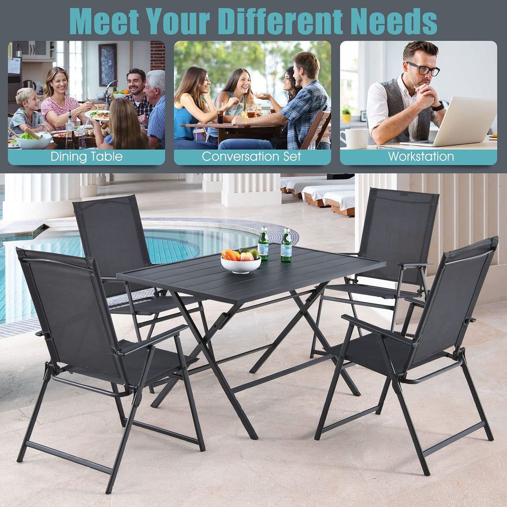 Tangkula 5 Pieces Patio Dining Set, No Assembly Required, Outdoor Dining Furniture with 4 Armchairs & 1 Dining Table - NP10070WL-GR