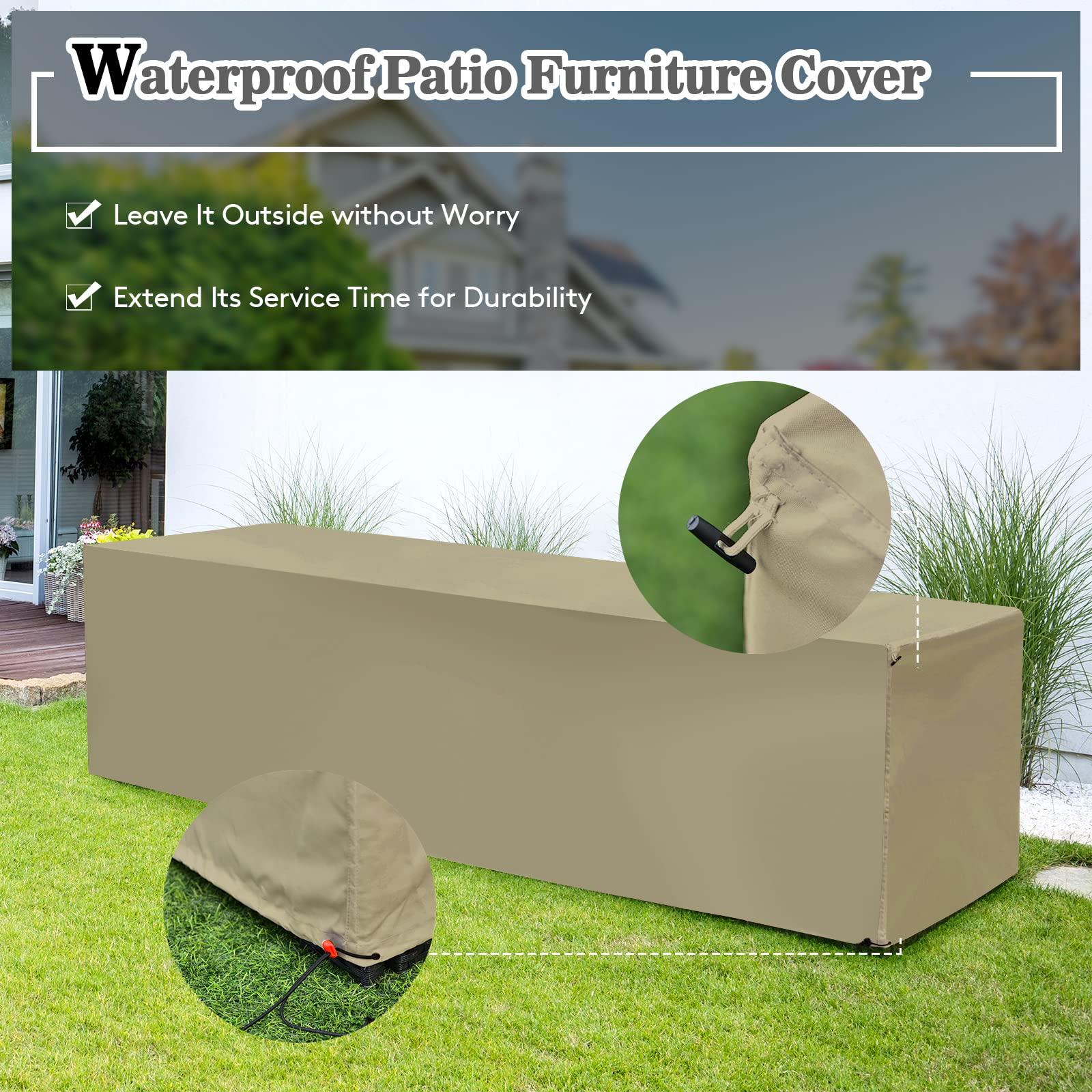 Tangkula 8-Piece Patio Furniture Set with Cover, 2 Ottomans, 2 Armless Sofas & Corner Sofas - HW68605WH+