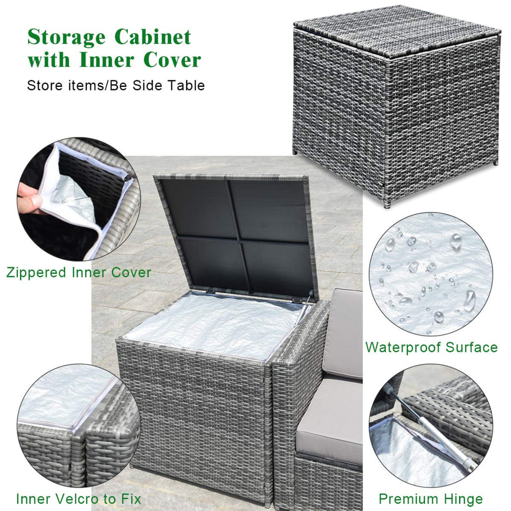 Tangkula 8 PCS Outdoor Patio Furniture Set, Rattan Wicker Sofa Set - HW65782BK+