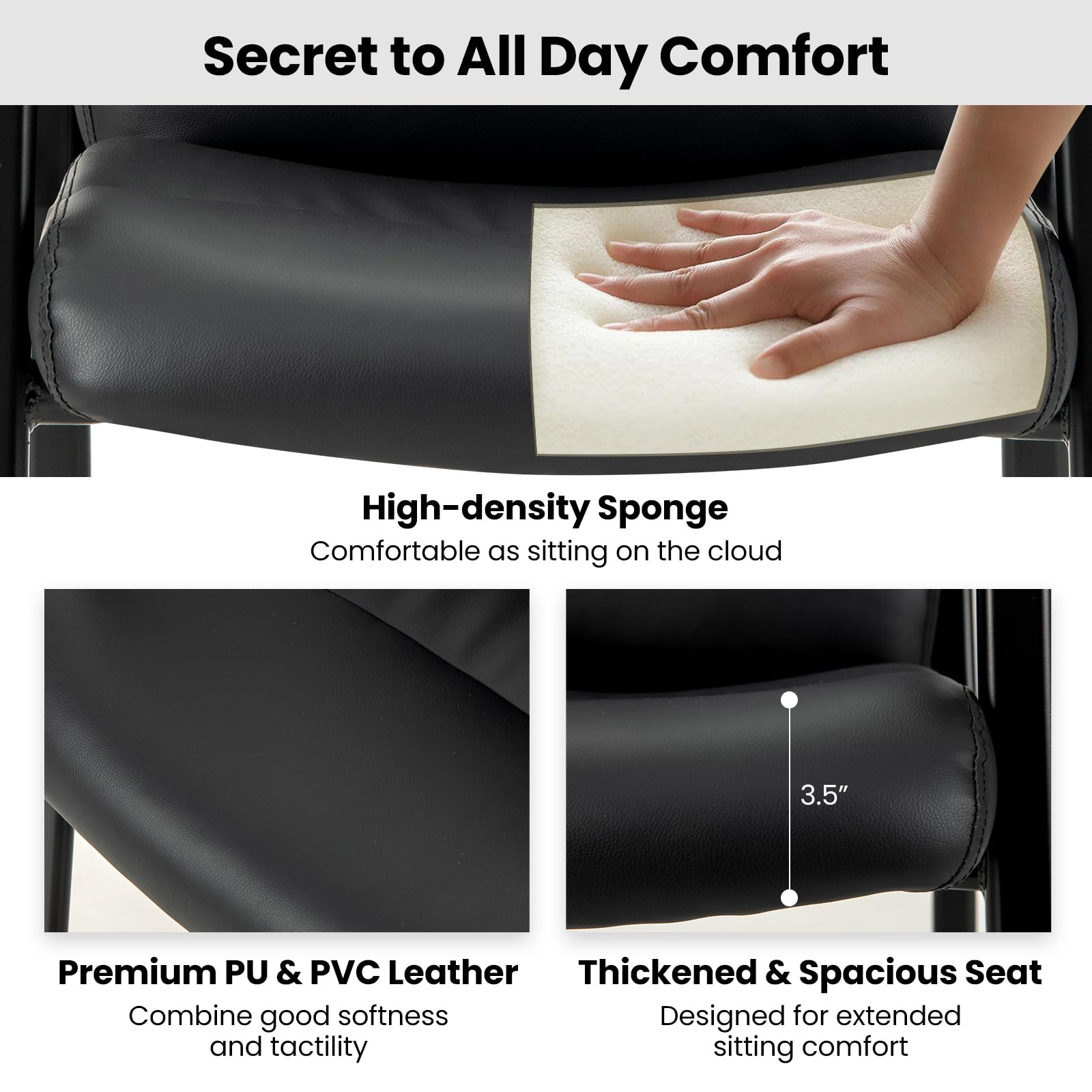 Tangkula Waiting Room Chairs, Upholstered PU Leather Conference Room Chairs with Padded Armrests, Black - CB10598DK-2