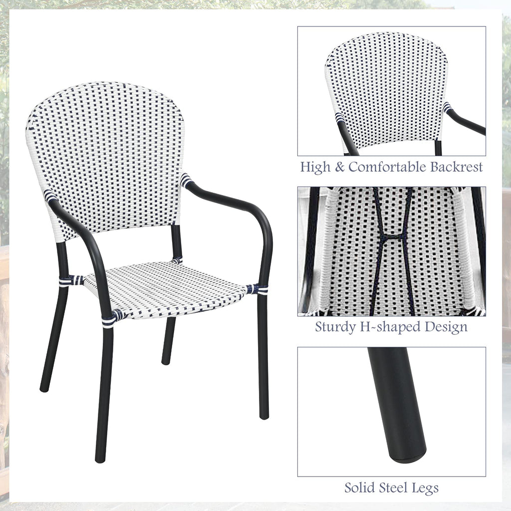 Tangkula 5-Piece Rattan Patio Dining Set, No Assembly Needs, Square Folding Table & 4 Stackable Chairs Set - NP10107+NP10073WL