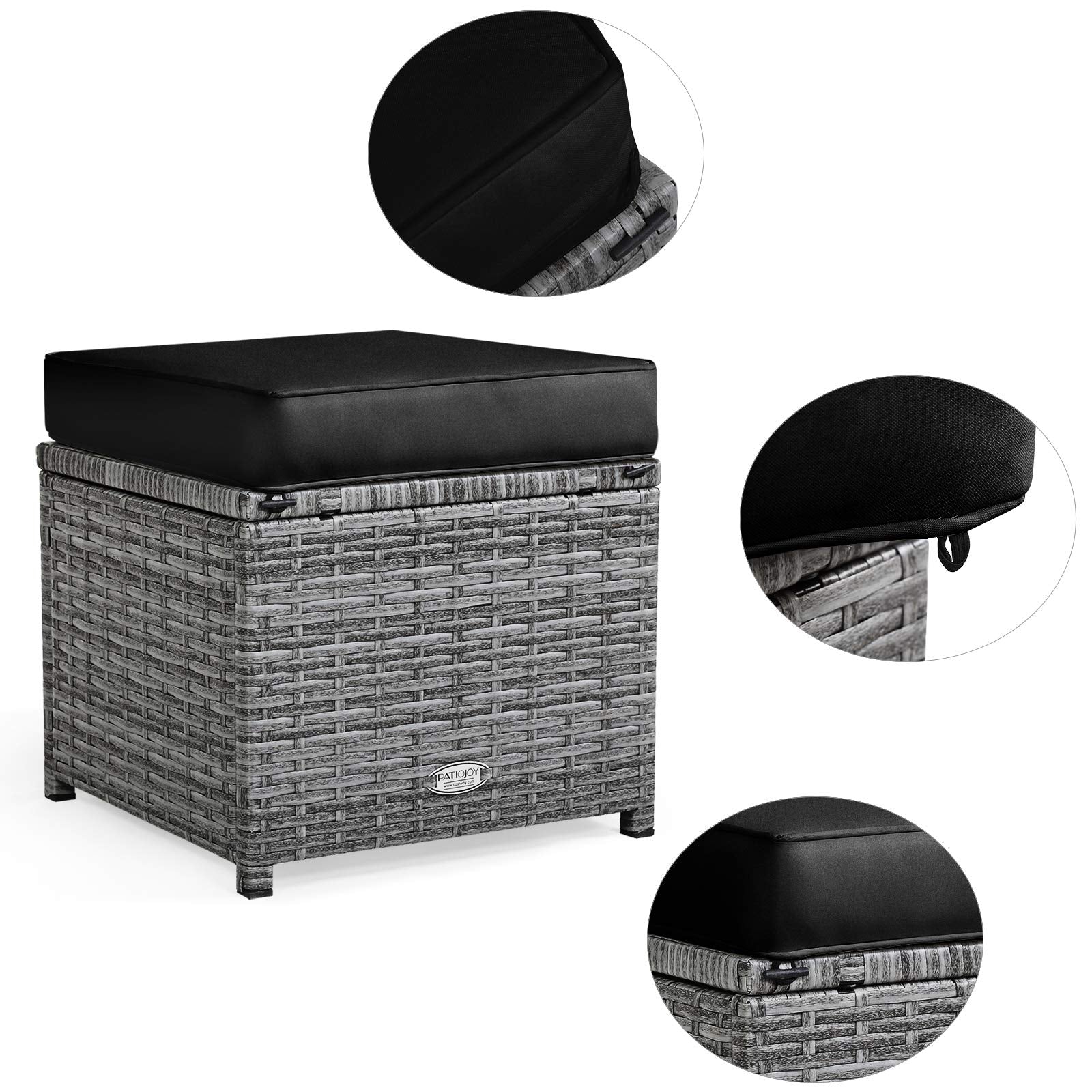 Tangkula 7 Pieces Patio Furniture Set, Outdoor Sectional Rattan Sofa Set with Cushions - HW67190BK+