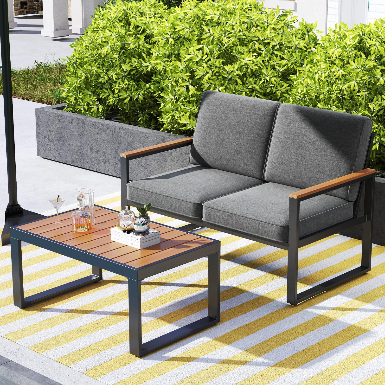 Tangkula 4/8 Piece Patio Aluminum Furniture Set(Gray) - NP11997GR+