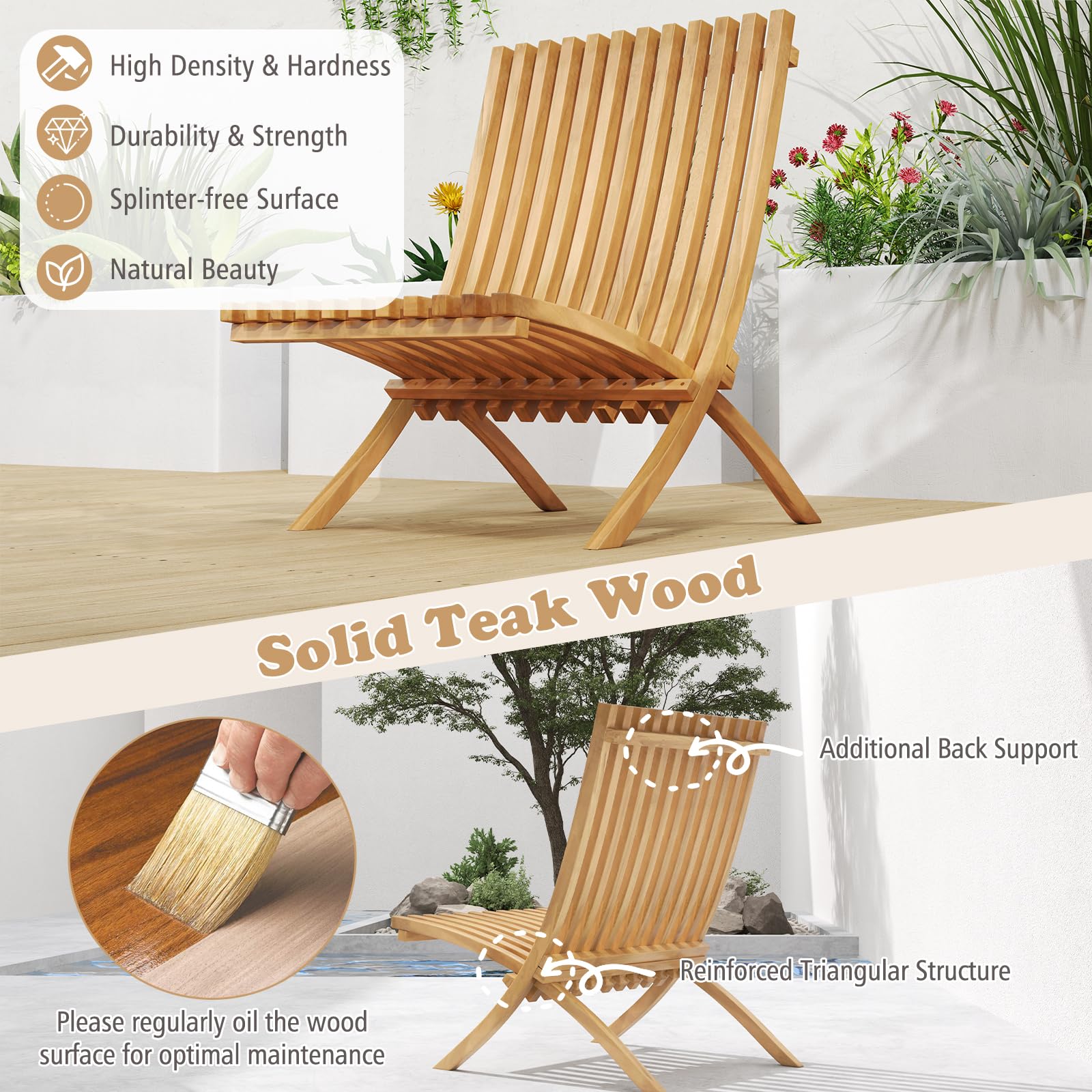 Tangkula Folding Patio Chair - 2*JV12299