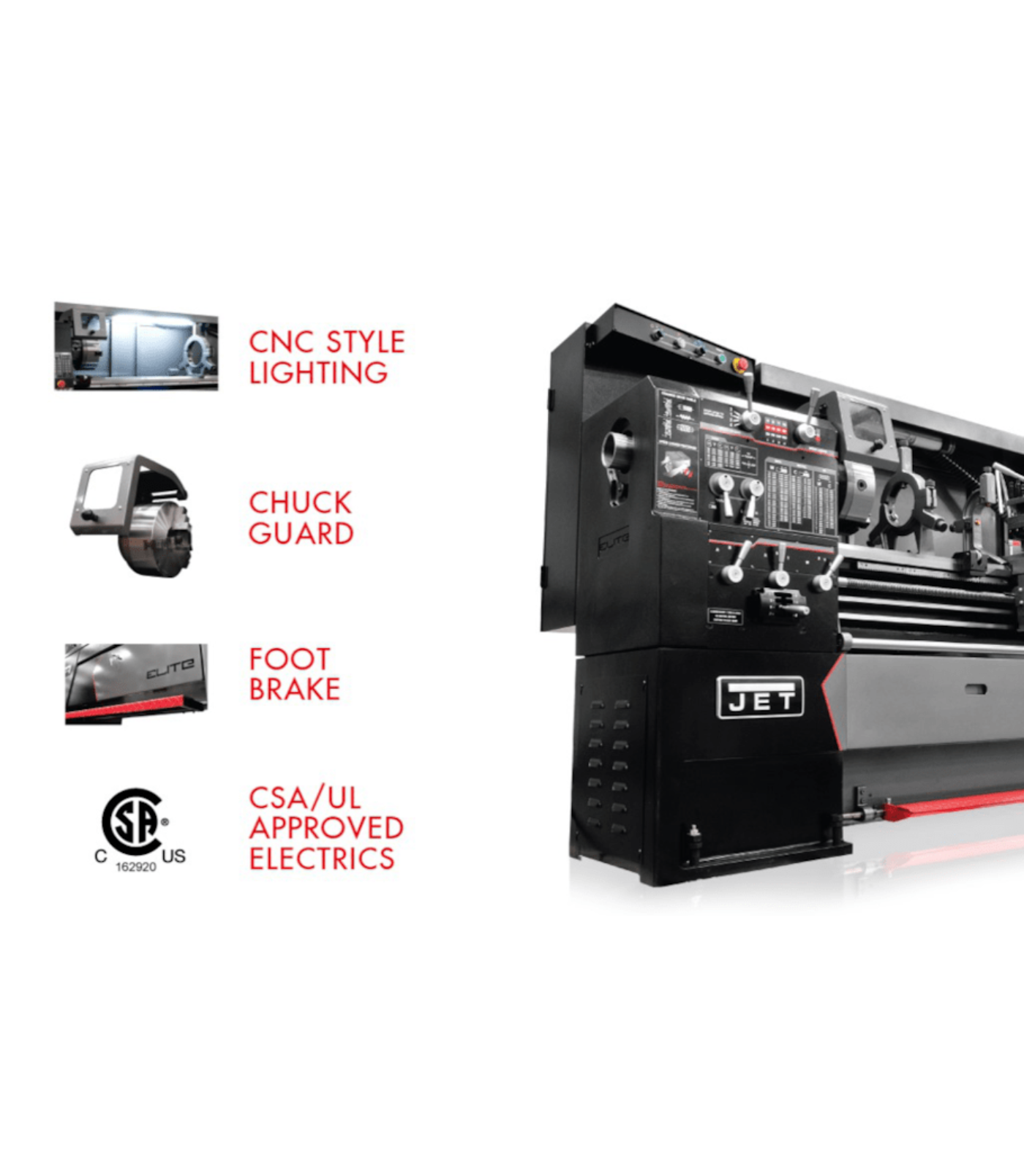 JET Elite Lathe E-1340VS with ACU-RITE 203 DRO - JT9-892403