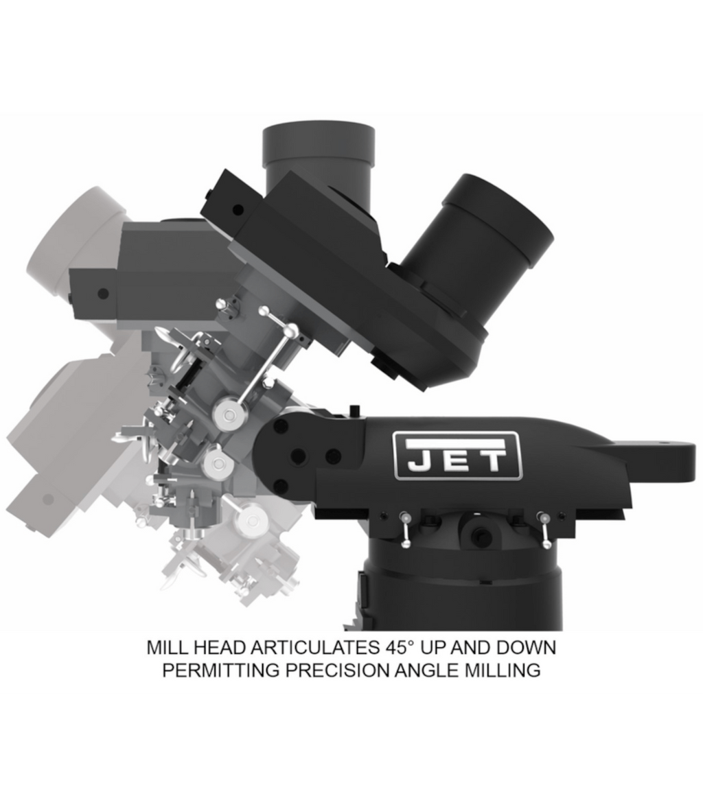 JET Elite ETM-949 Mill with X, Y-Axis JET Powerfeeds and USA Made Air Draw Bar - JT9-894106