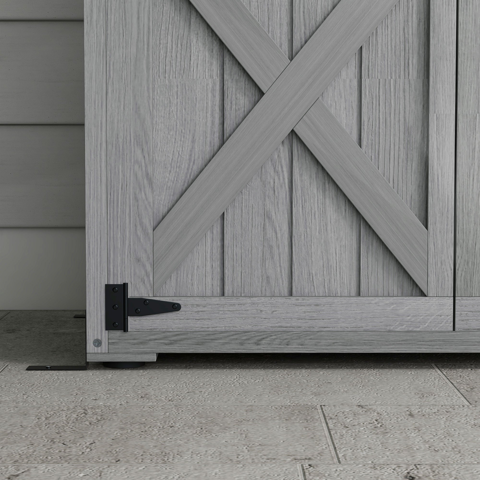 Outsunny Vertical Wood Storage Cabinet with Waterproof Asphalt Roof & Lockable Doors, Gray - 84H-078V00GY