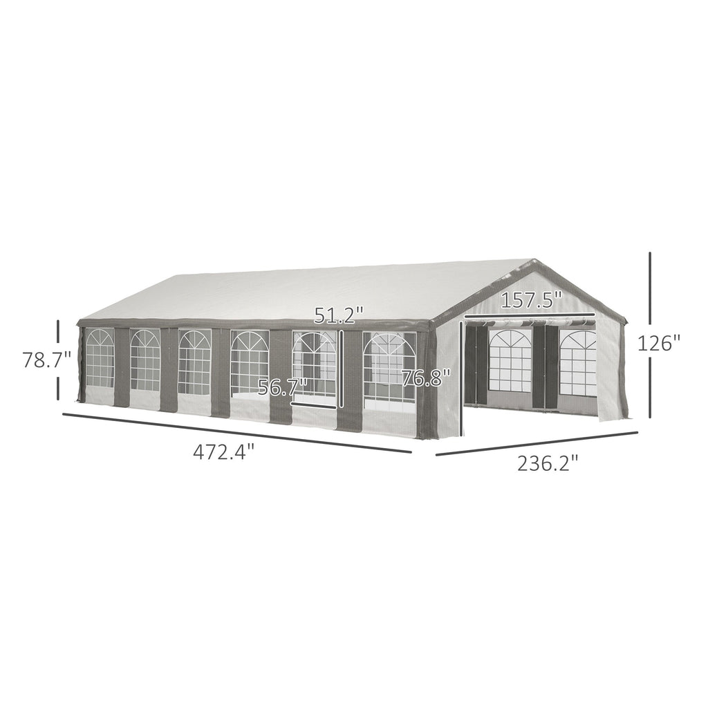 Outsunny 20' x 40' Heavy-Duty Outdoor Party Tent with Sidewalls, Gray - 84C-020V00GY