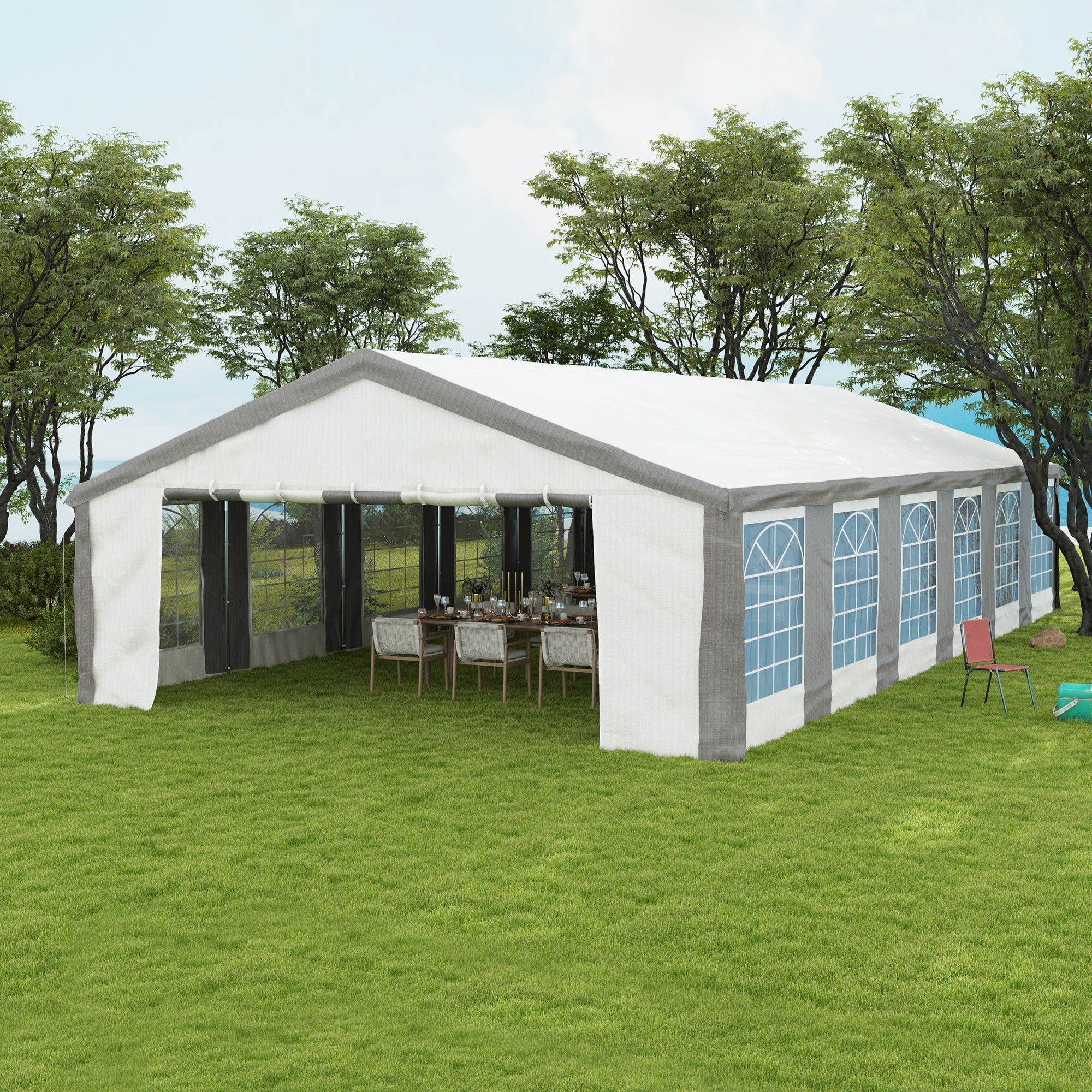 Outsunny 20' x 40' Heavy-Duty Outdoor Party Tent with Sidewalls, Gray - 84C-020V00GY