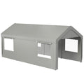 Outsunny 10' x 20' Heavy Duty Portable Garage with 4 Mesh Windows & 2 Doors, Gray - 84C-523V00GY