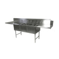 John Boos DT3B18244-2D24L 103.5" W x 30" D Dishtable/Pot Sink Two 24" Drainboard - JBDT3B182442D24L