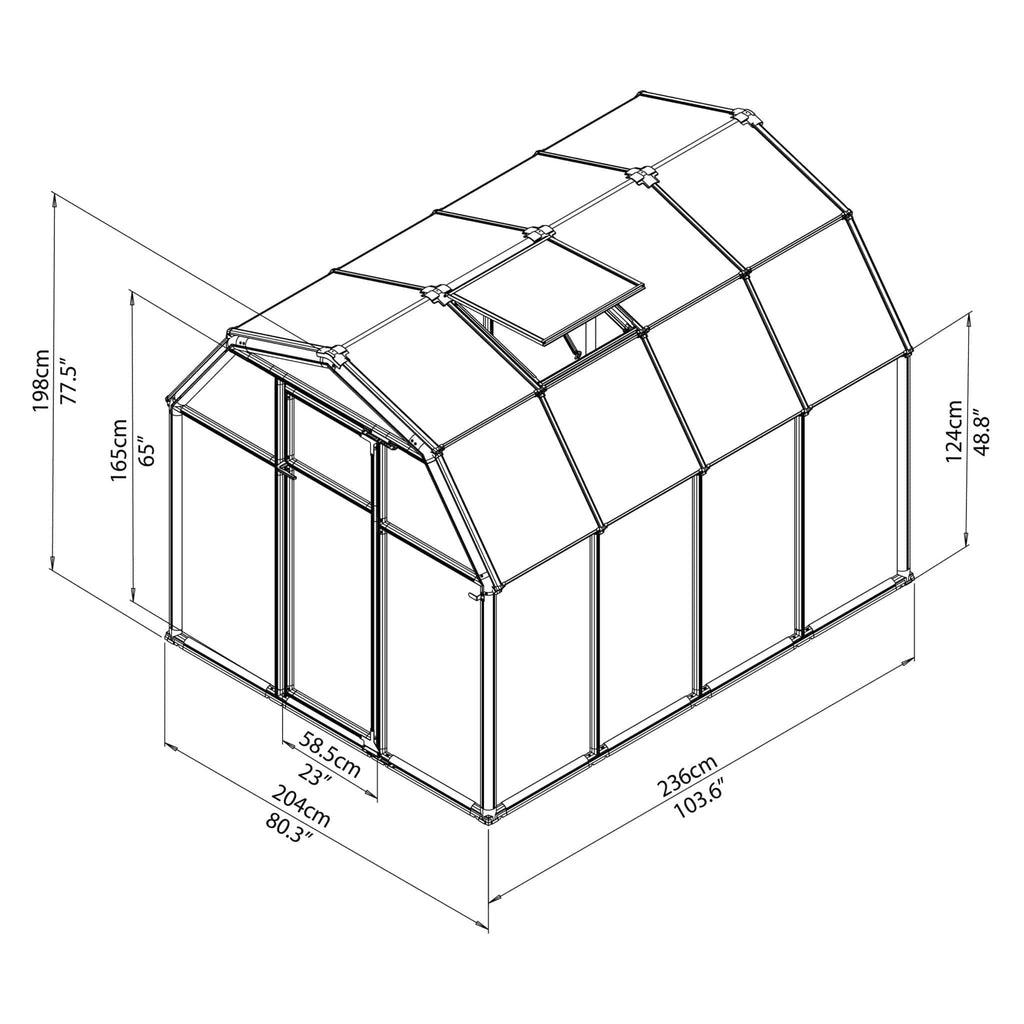 Palram - Canopia | EcoGrow Greenhouse Kit - 6 Ft Wide - Green With 6mm Twin-wall Polycarbonate Glazing - HG7006