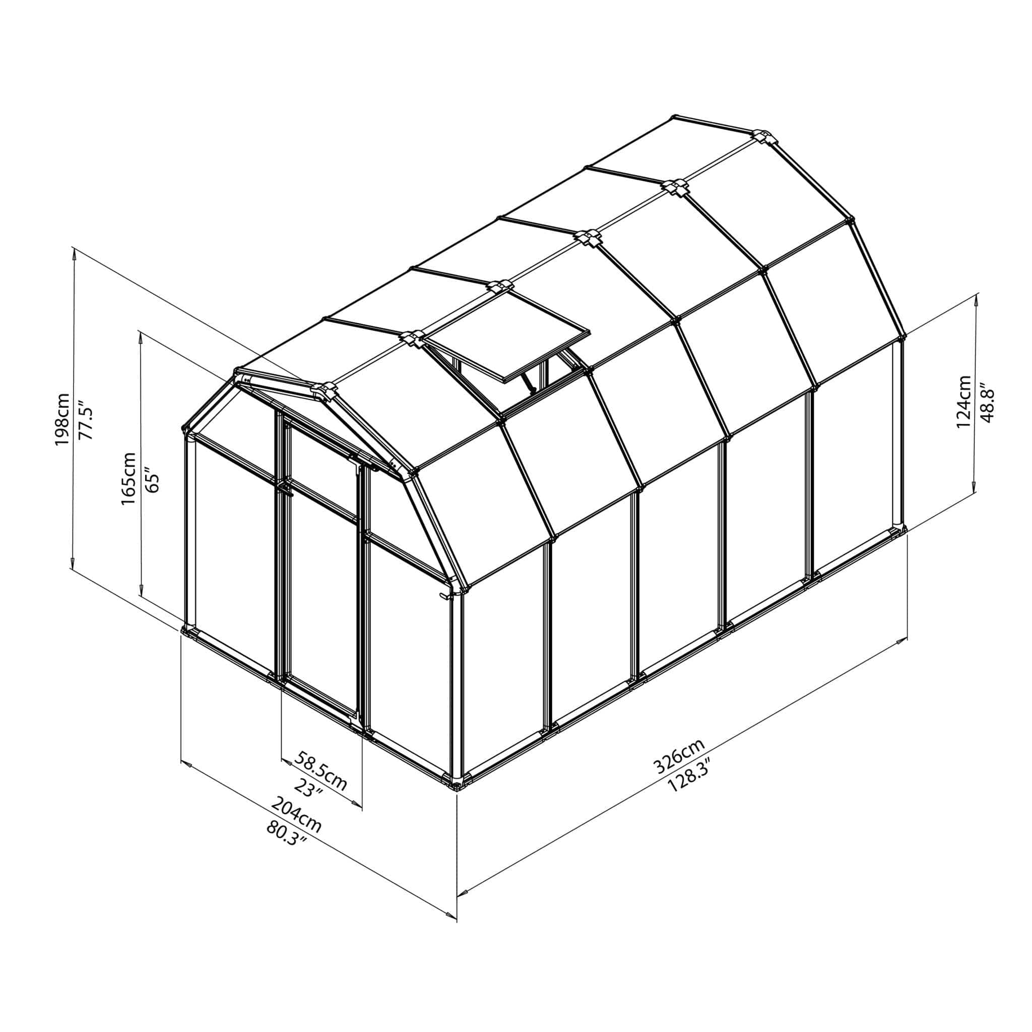 Palram - Canopia | EcoGrow Greenhouse Kit - 6 Ft Wide - Green With 6mm Twin-wall Polycarbonate Glazing - HG7006