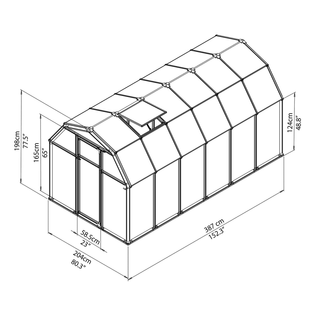 Palram - Canopia | EcoGrow Greenhouse Kit - 6 Ft Wide - Green With 6mm Twin-wall Polycarbonate Glazing - HG7006