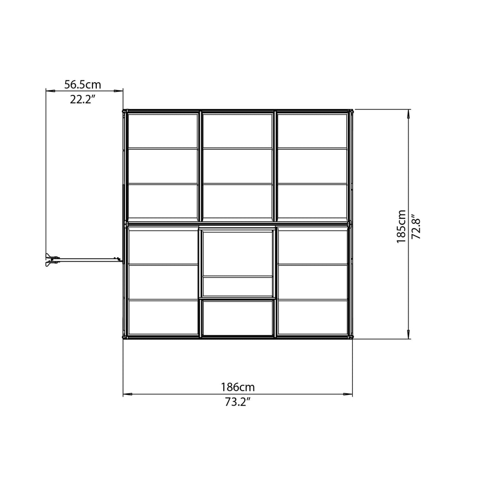 Palram - Canopia | 6x6 Ft Hybrid Greenhouse Kit - Green With 0.8mm Polycarbonate Glazing - HG5506G-1B