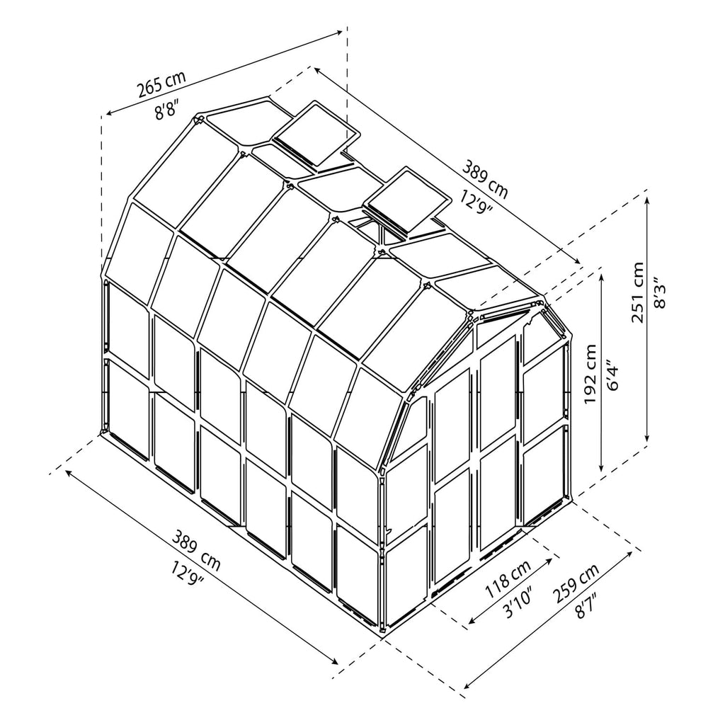 Palram - Canopia | Prestige 8x12 ft Twin Wall Greenhouse Kit Package With 6mm Twin-wall Polycarbonate Glazing