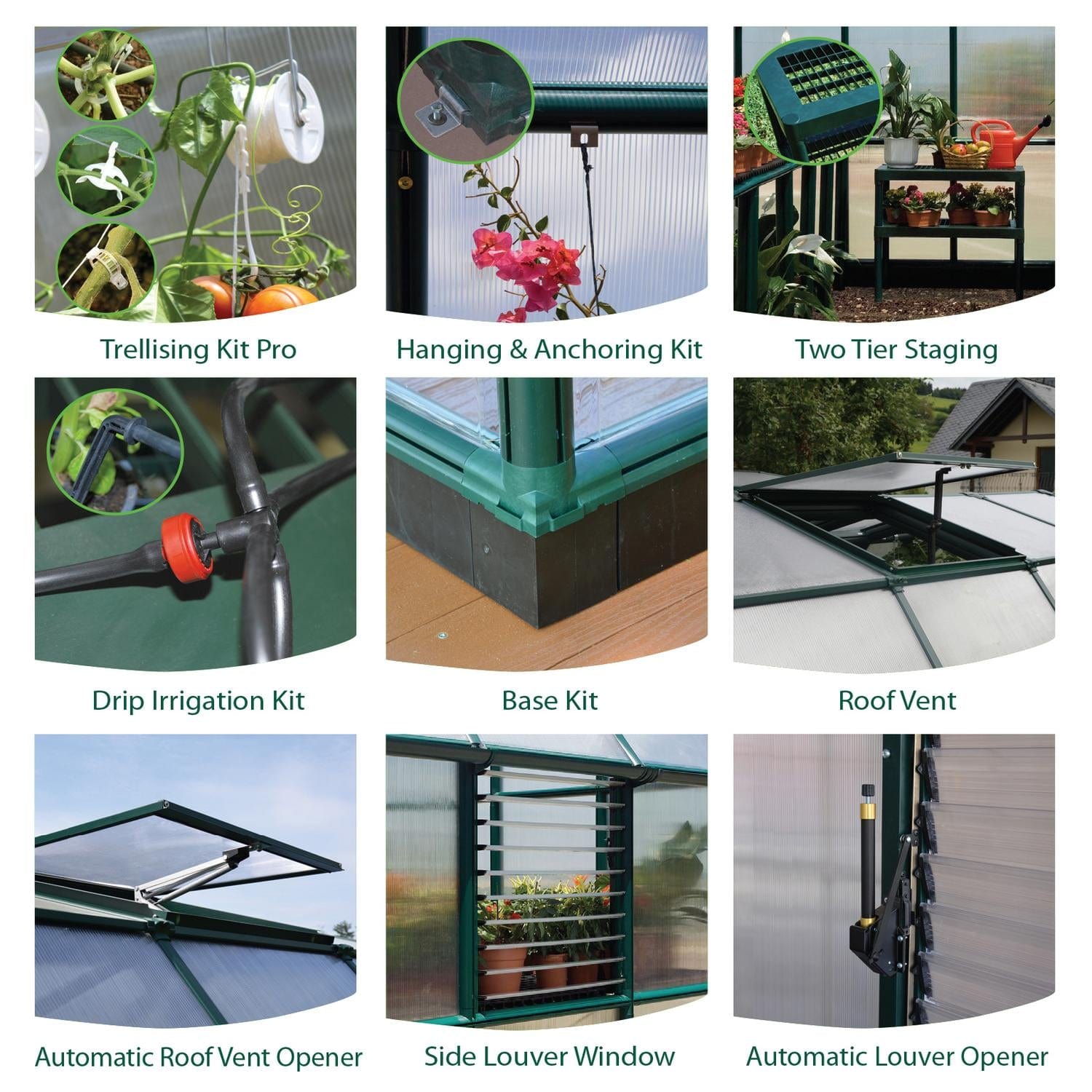 Palram - Canopia | Prestige 8x8 ft Clear Greenhouse Kit Package With 0.8mm Polycarbonate Glazing - HG7308C
