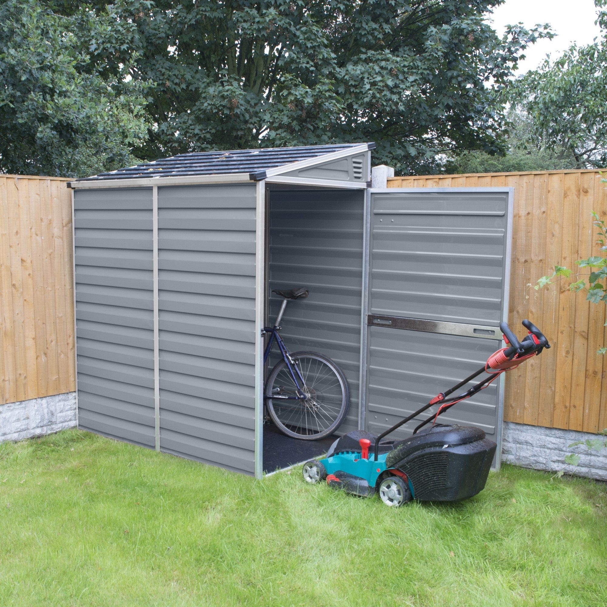 Palram - Canopia | SkyLight 4' x 6' Polycarbonate Lean-To Storage Shed - Gray - HG9600T