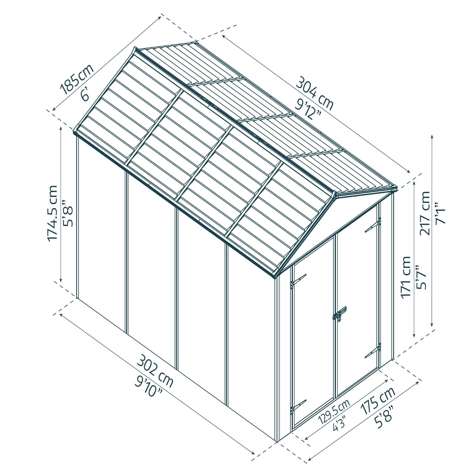 Palram - Canopia | Rubicon 6ft Ultra Durable Outdoor Storage Shed for Garden Dark Grey Series - HG9705GY