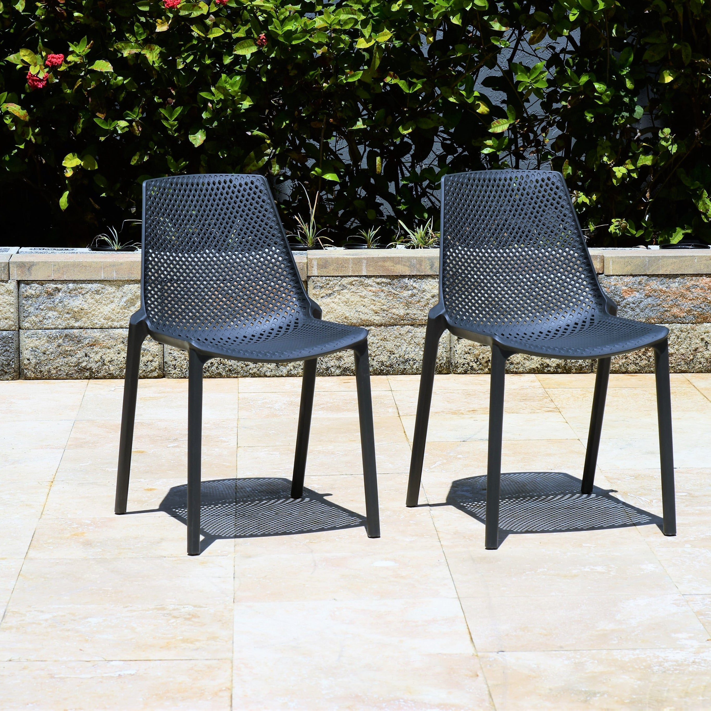 Midtown Concept Valencia Grey Stacking Indoor Dining Chair - 4PC - PLI VALEN_SIDE_WHT