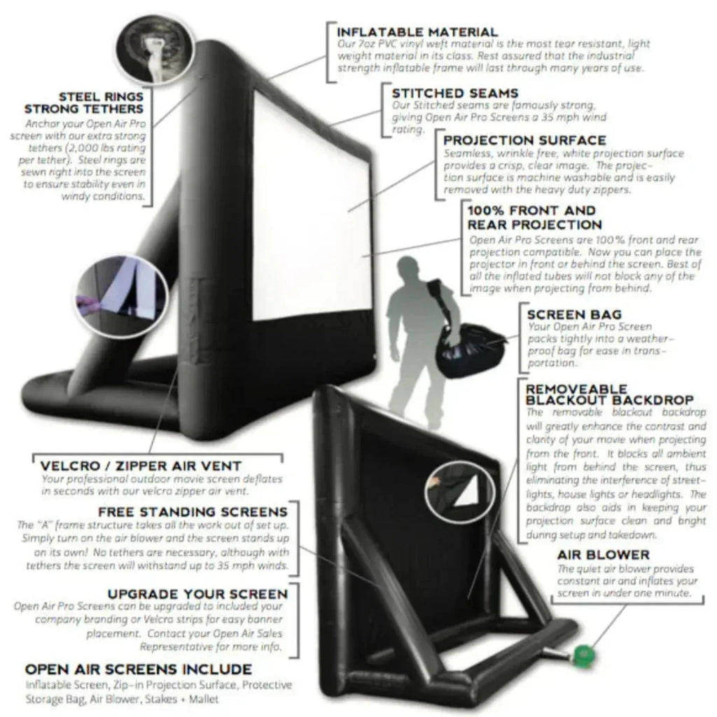 Open Air Cinema Event Pro Outdoor Movie Screen Kit - P-12