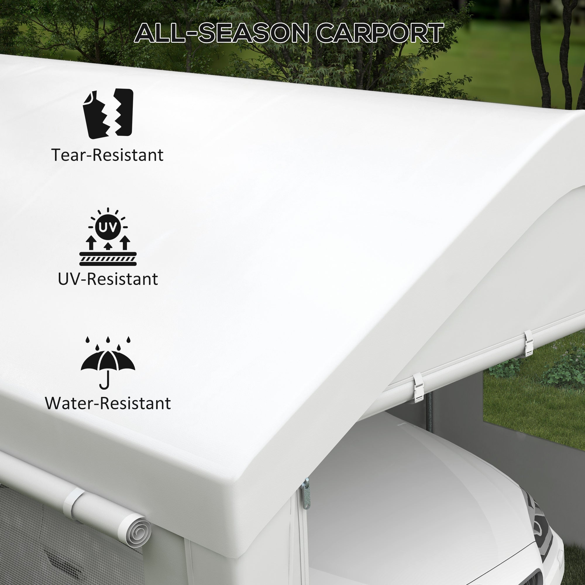 10' x 20' Heavy Duty Portable Garage with 4 Mesh Windows & 2 Doors, White - 84C-523V00WT