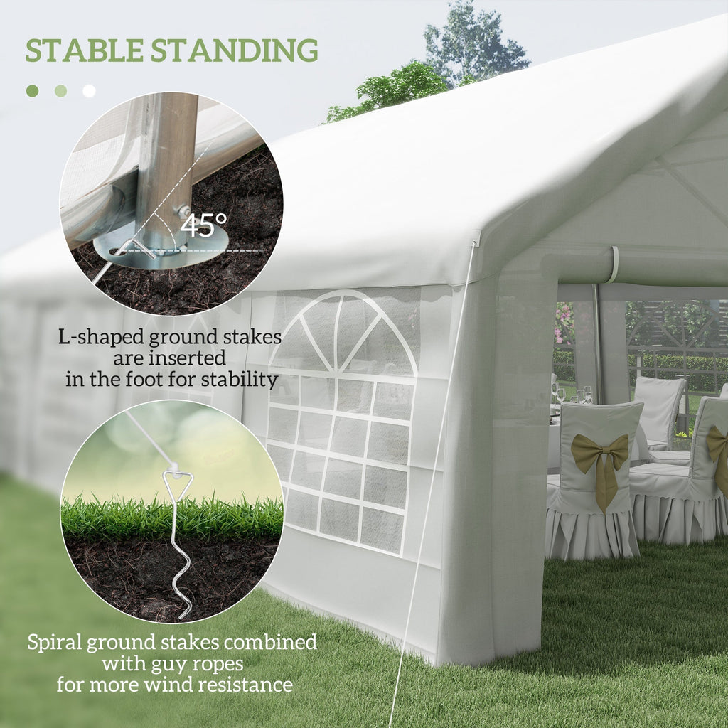 Outsunny 20' x 32' Heavy Duty Party Tent with Removable Sidewalls & Double Doors, White - 100110-047W