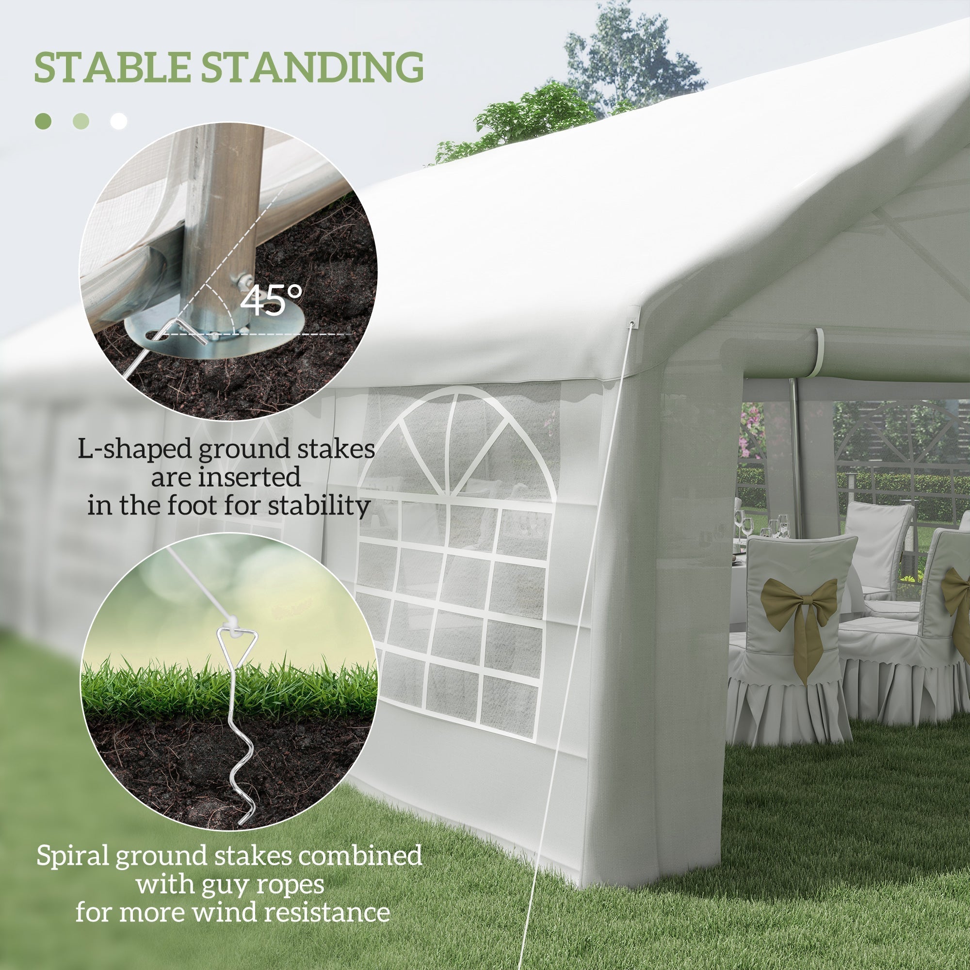 Outsunny 20' x 32' Heavy Duty Party Tent with Removable Sidewalls & Double Doors, White - 100110-047W