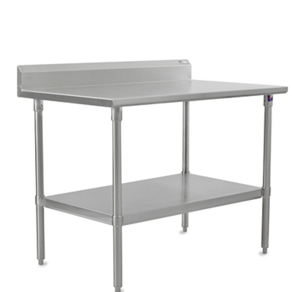 John Boos ST6R5-2496SSK 96" W x 24" D Stainless Steel Work Table, 5" Backsplash - JBST6R52496SSK
