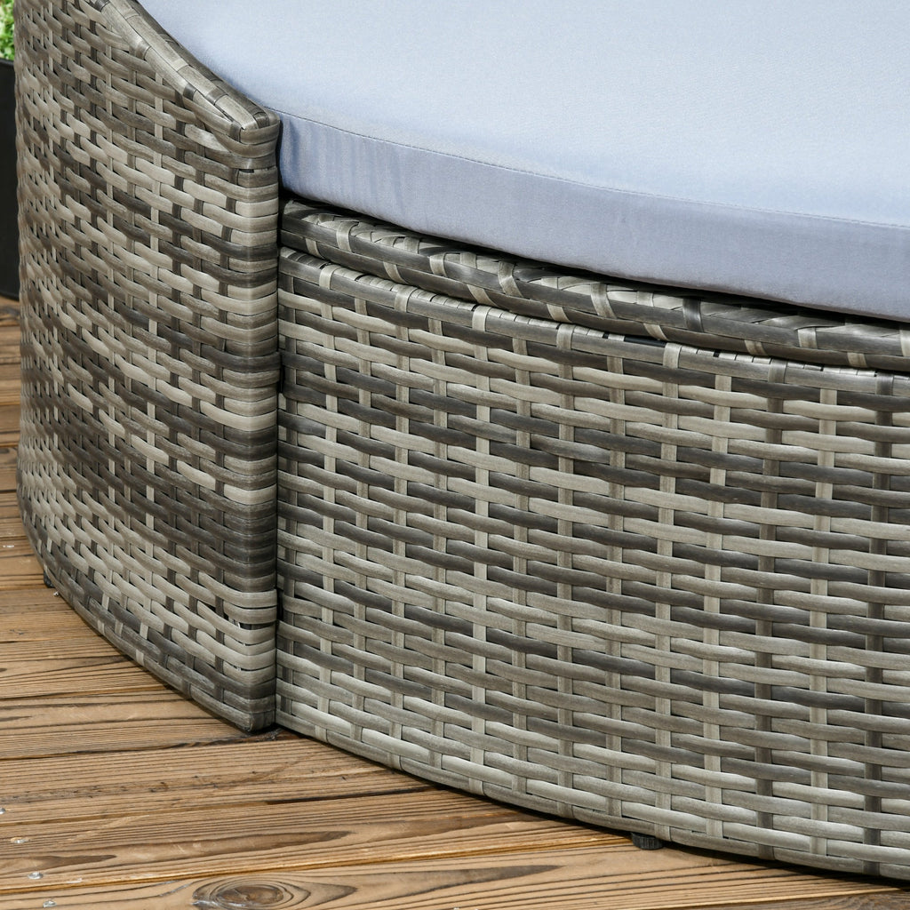 Outsunny 4-Piece Round Patio Daybed, Sectional Sofa with Canopy, Footrest, Table, Light Gray - 862-048V00GG