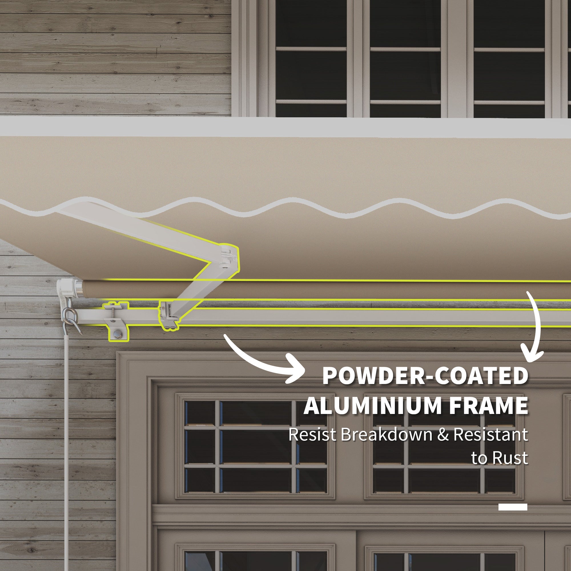 Outsunny 12' x 10' Retractable Patio Awning with Manual Crank, UV/Water-Resistant Fabric, Cream White - 840-207CW