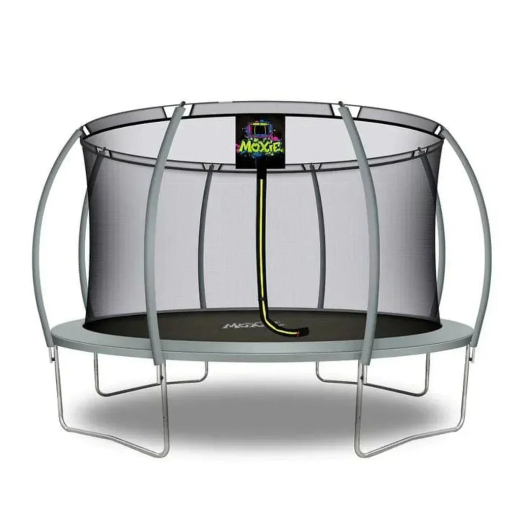 Upper Bounce Moxie™ 14 Ft Pumpkin-Shaped Outdoor Trampoline Set with Premium Top-Ring Frame Safety Enclosure - Mxsf03-14-Gr