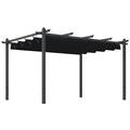 Outsunny 10' x 13' Retractable Pergola Canopy, Wood Grain Aluminum Frame, for Outdoor Shade Shelter, Gray - 84C-472V02GY