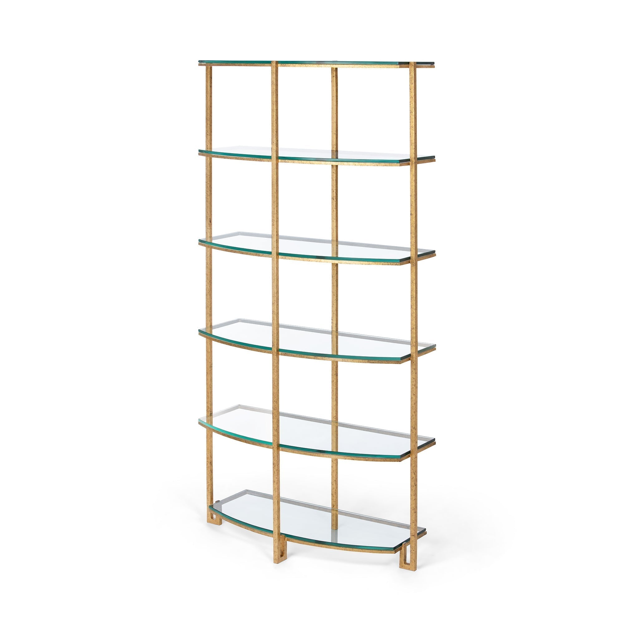 Park Hill Collection Naomi Iron and Glass Etagere - Elegant Antique Gold Display Shelf for Living Room & Dining Room Decor - EFC26035