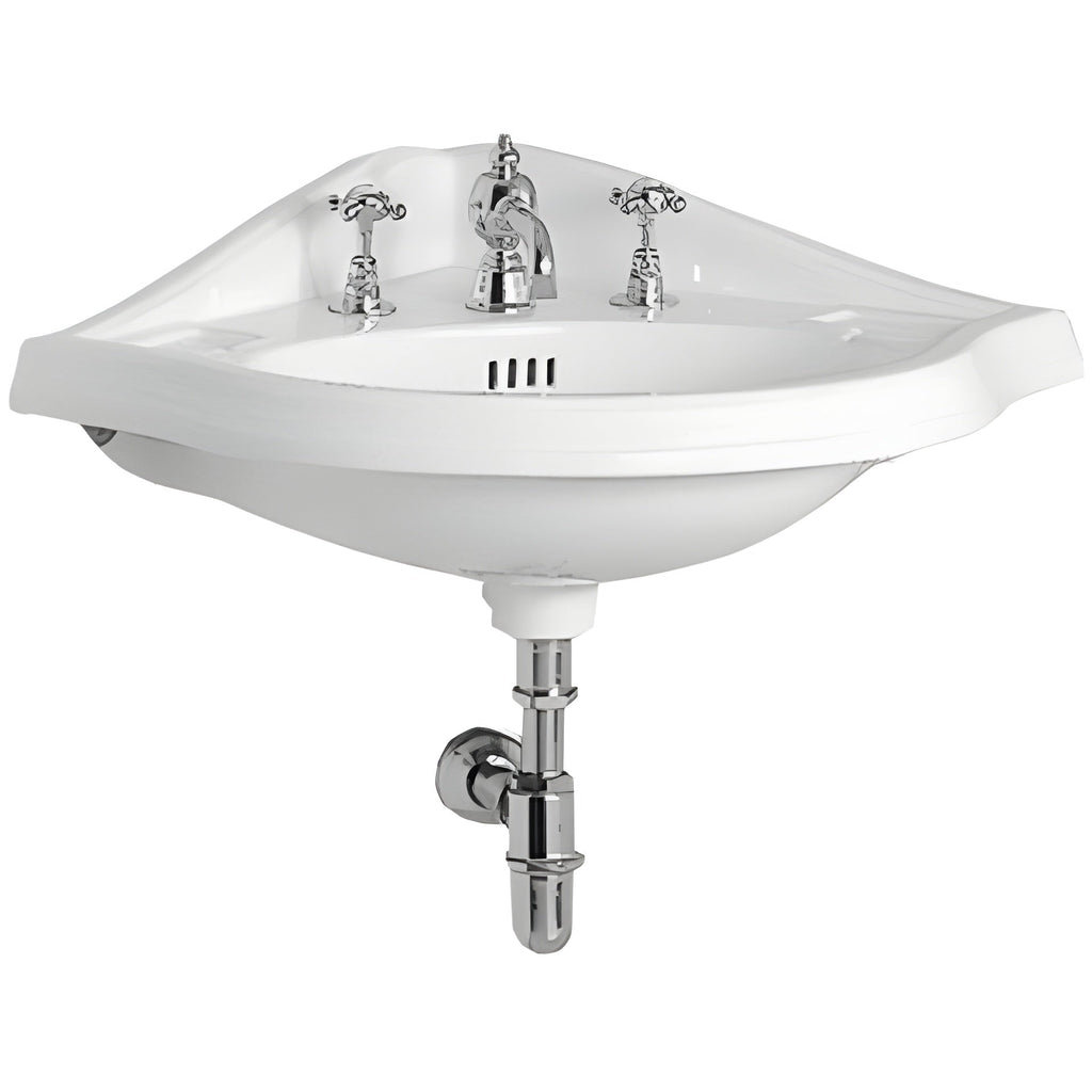Whitehaus Corner China Wall Mount Basin with an Oval Bowl - AR884