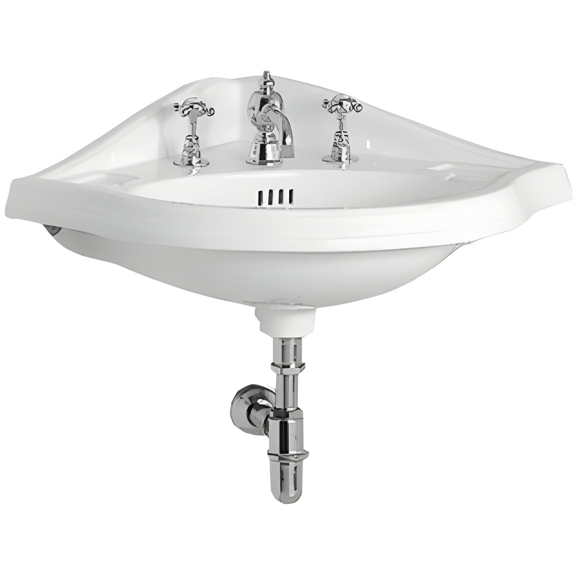 Whitehaus Corner China Wall Mount Basin with an Oval Bowl - AR884