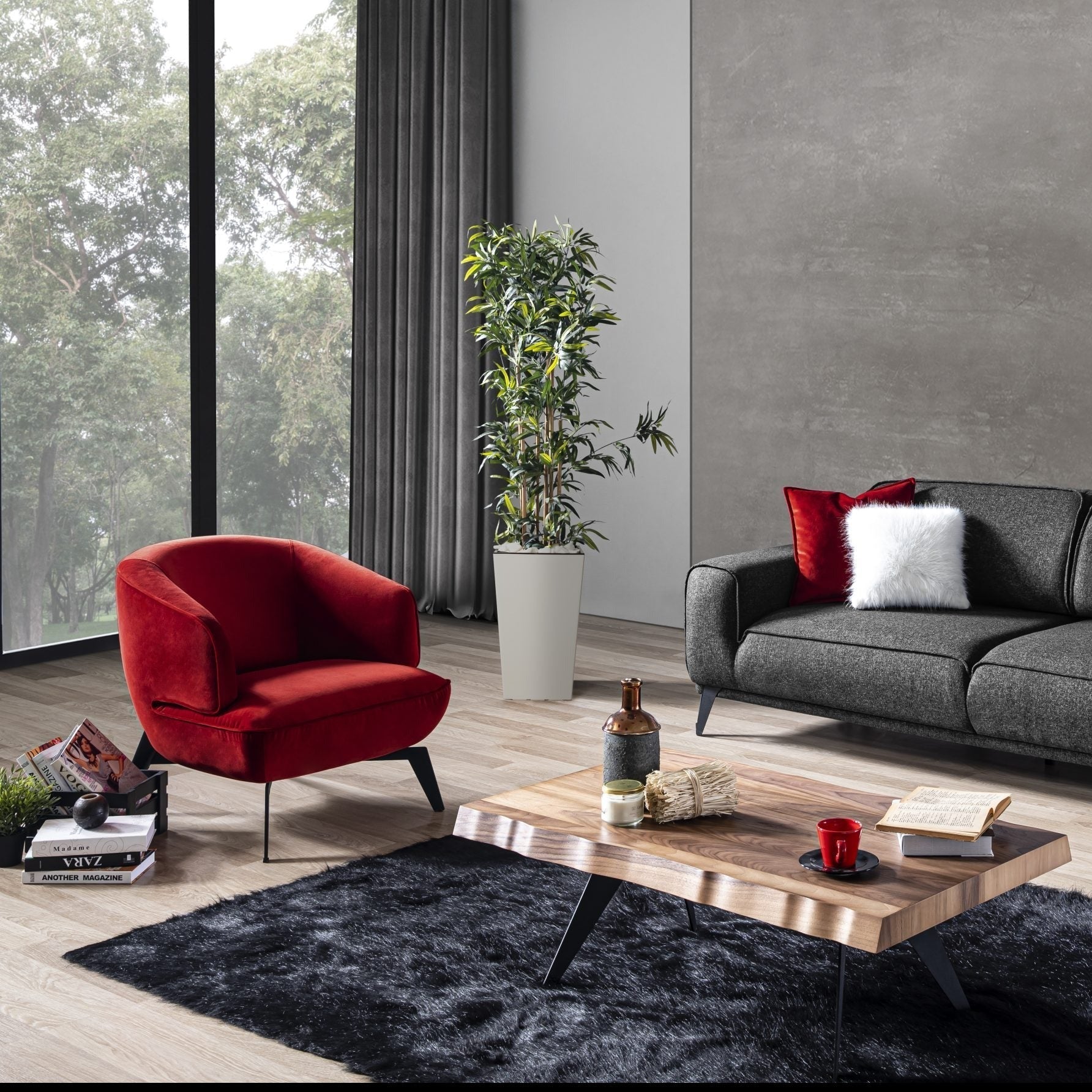 Whiteline Mods - Mersin Accent Chair CH1756F - CH1756F-RED
